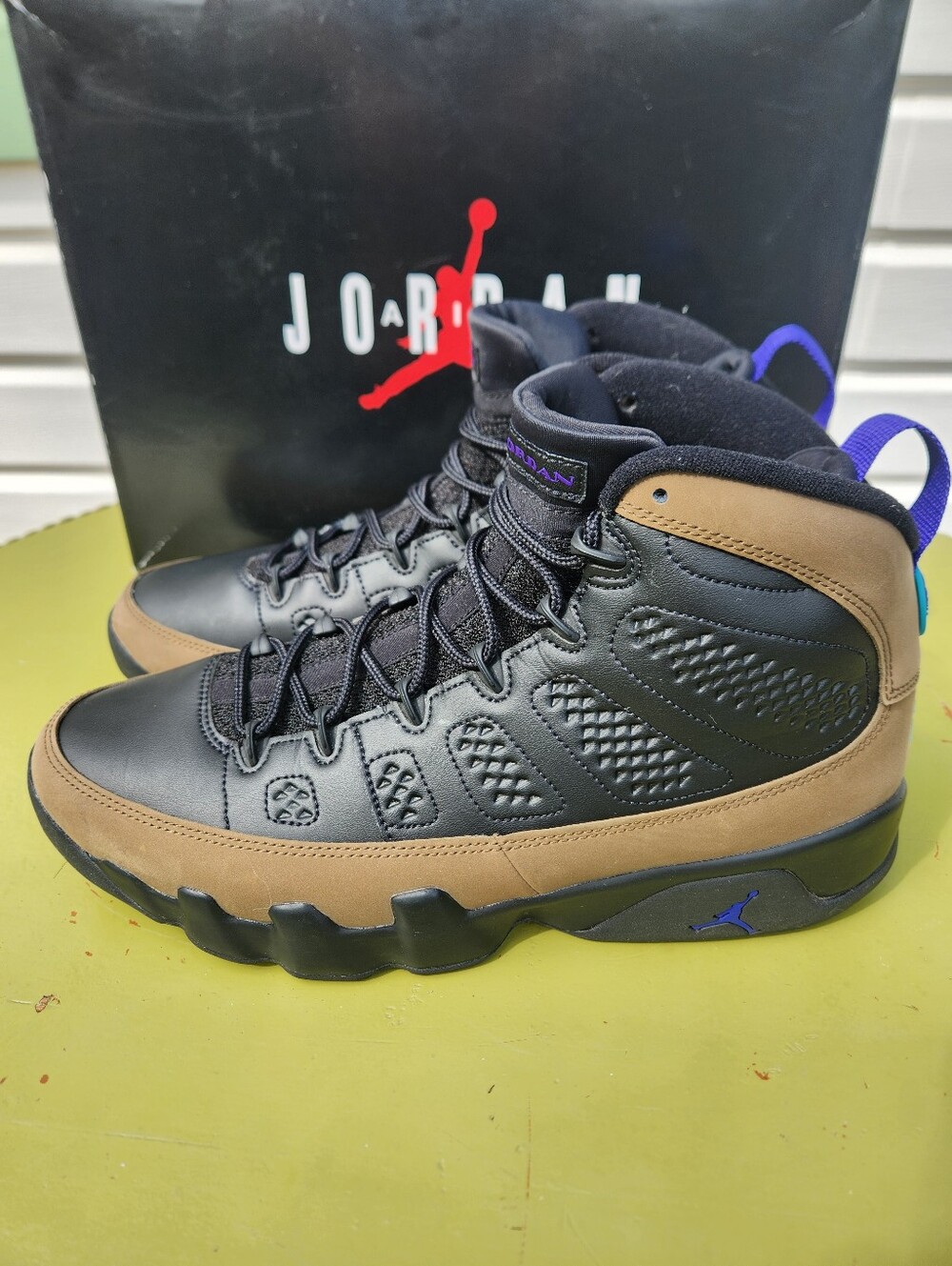 Jordan Men’s Black, Brown & Purple High-Top Athletic Shoes. Jordan 9 Retro
